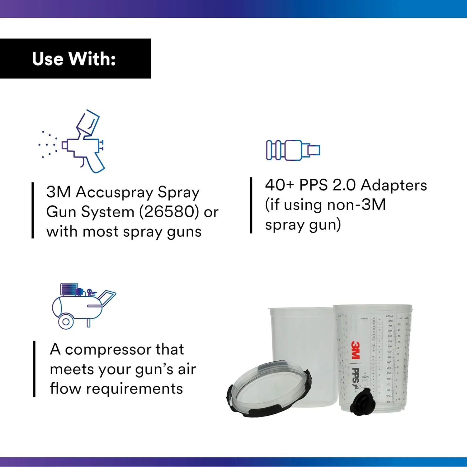 3M™ PPS™ Series 2.0 Spray Cup System Kit, 26024, Large (28 fl oz, 850 mL), 200 Micron Filter, 1 kit per case - Image 3