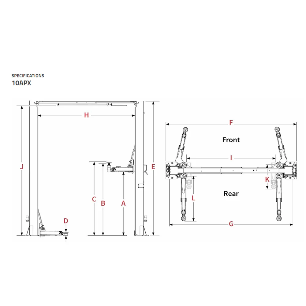 BendPak 10APX 2-Post Car Lift 10000 lbs Capacity -Clear Floor Adjustable Width/Tall - Image 5