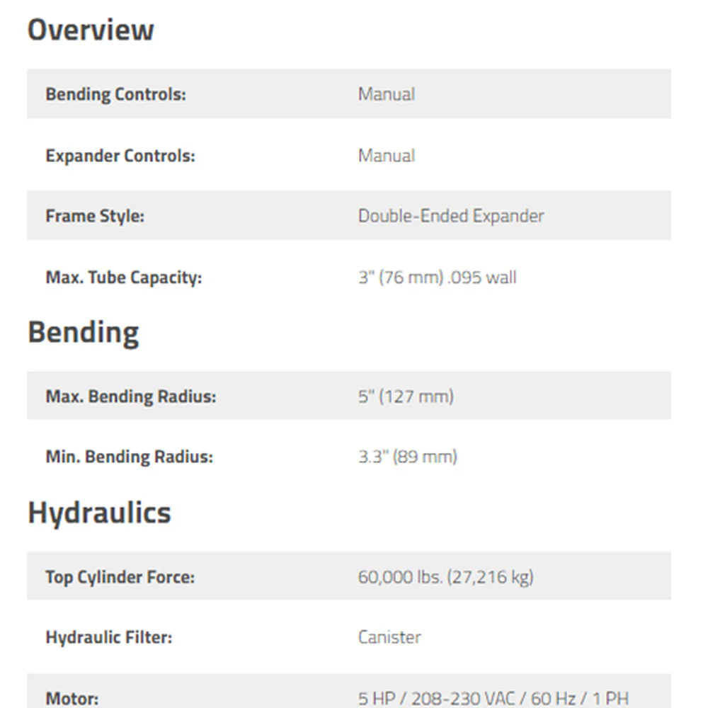 BendPak Blue-Bullet Pipe Bender with B-1 Die Package
