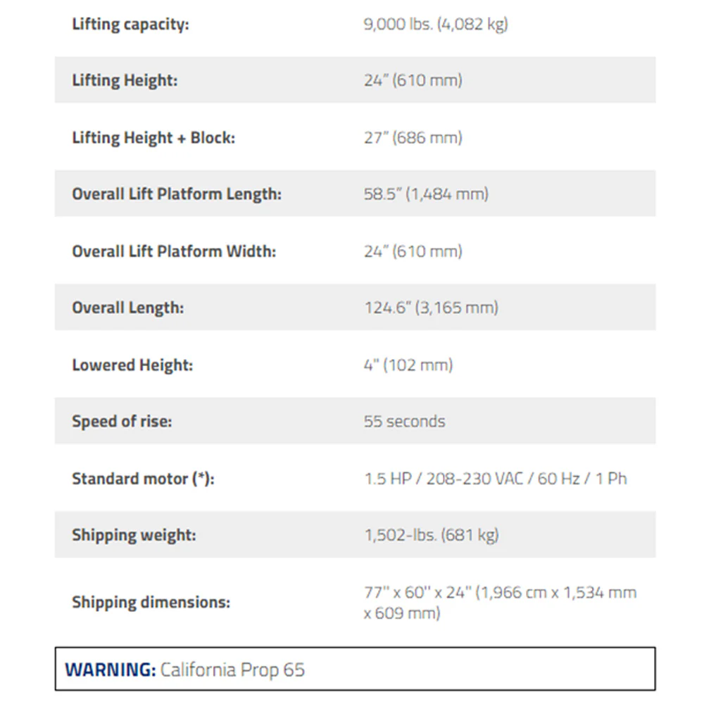 BendPak P9000LT / 9,000lb Capacity Low Rise Lift / Open Center Pit Style - Image 2