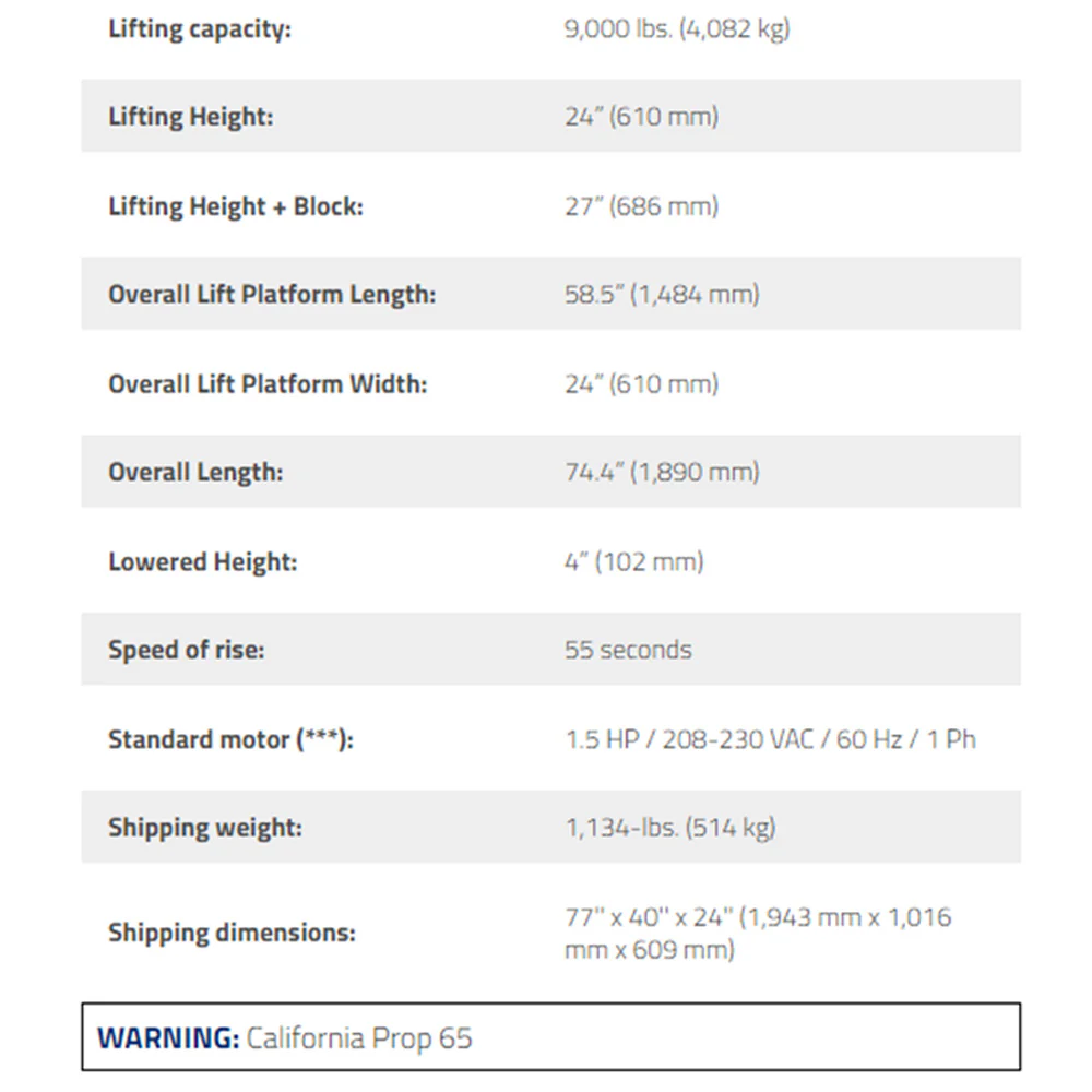 BendPak P9000LTF / 9,000lb Capacity Low Rise Lift - Image 2