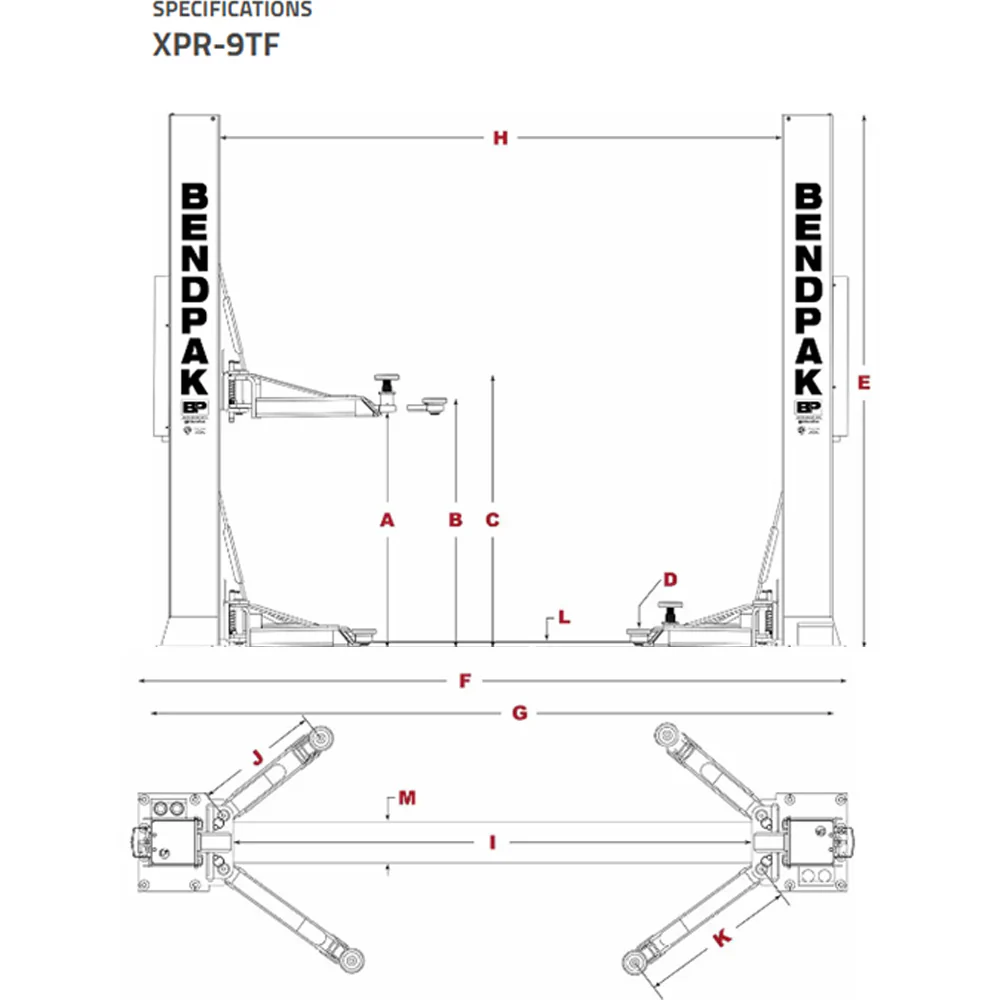 BendPak XPR-9TF - 9000lbs. Capacity 2 Post Lift with Floor Plate - Image 4