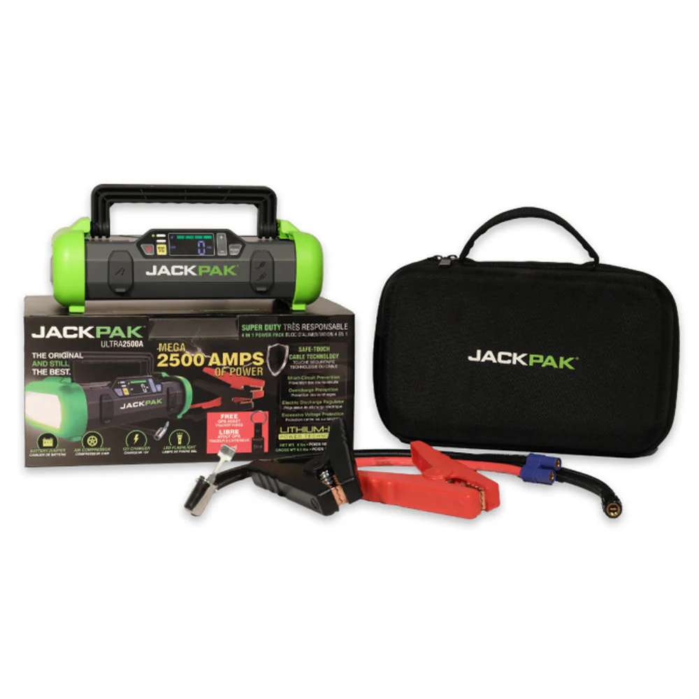 JackPak Ultra2500A 4-in-1, Jump Starter, Air Compressor, LED Flashlight, and Charger - Image 2