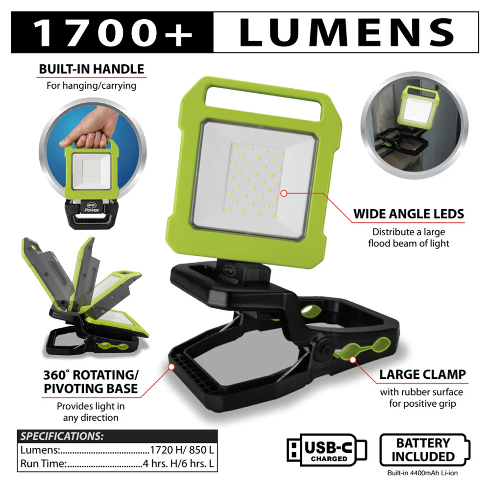 LED Flood Work Light With Clamp - Image 5